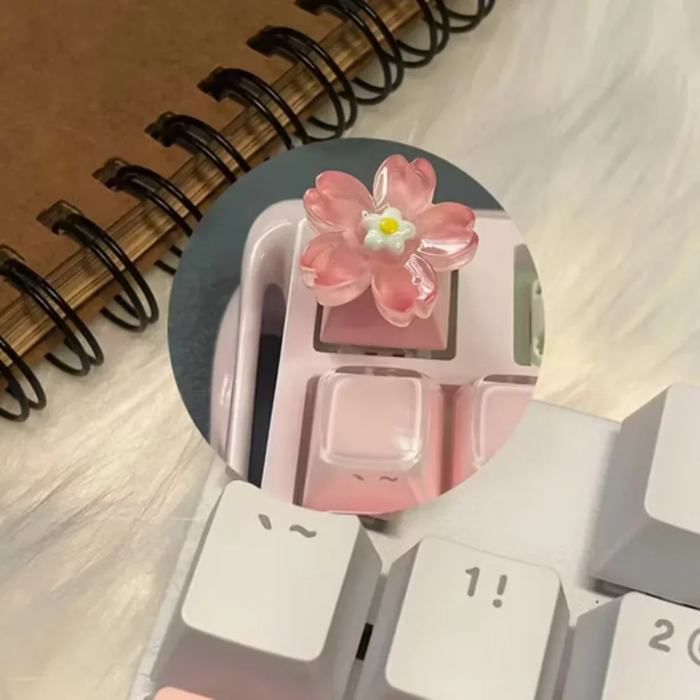 Cute Artisan Pink Flower Sakura Cherry Blossom Keycap - OEM Mechanical Keyboard
